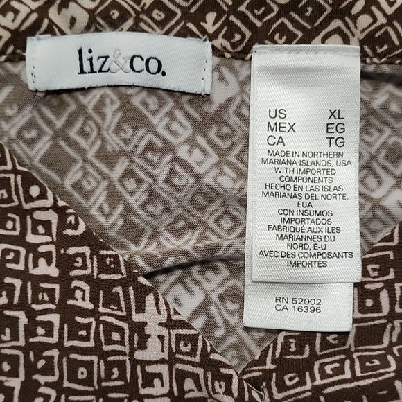 Liz & Co. Women's Top Size XL Pullover Short Sleeve Stretchy Brown - Picture 4 of 8